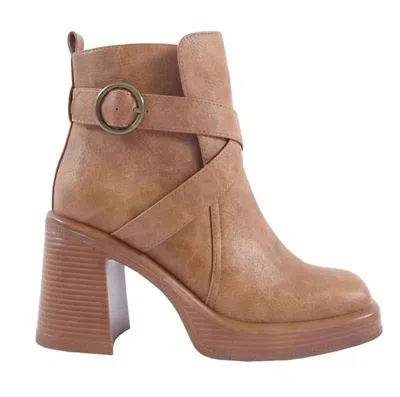 Jellypop Women's Eugenie Heeled Ankle Boots In Tan Distress In Multi