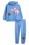 Jem Kids' Disney 'lilo & Stitch' Fleece Graphic Hoodie & Sweatpants Set In Blue