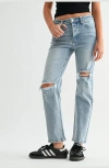 Jemina Denim Mia High Rise Destructed Slim Straight Jeans In Blue