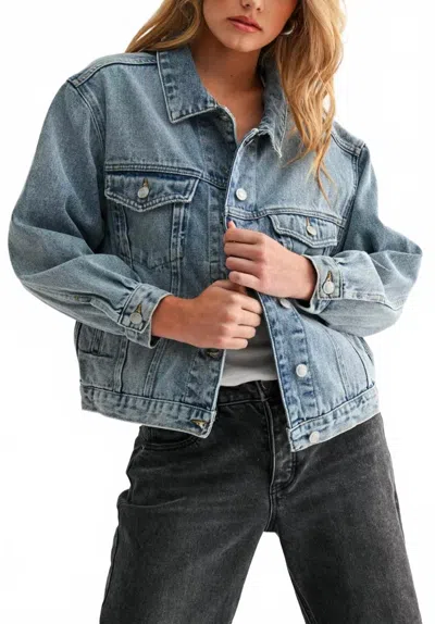 Jemina Relaxed Denim Jacket In Light Wash In Blue
