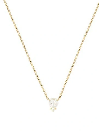 Pre-owned Jemma Wynne 18k 1.13ct Diamond Private Solitaire Shield Pendant Necklace, .25" In Multi