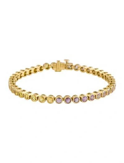 Pre-owned Jemma Wynne 18k Amethyst, Sapphire, & Diamond Anniversary Tennis Bracelet, 6.75" In Multi