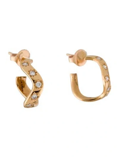 Pre-owned Jemma Wynne 18k Diamond Anniversary Small Wave Hoops In Multi