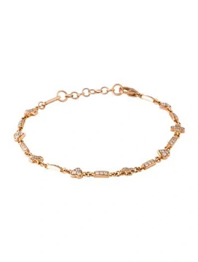 Pre-owned Jemma Wynne 18k Diamond Love Notes Qu'hier Que Demain Station Bracelet, 6.75" In Multi