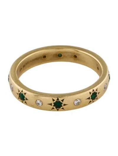 Pre-owned Jemma Wynne 18k Emerald & Diamond Band In Multi
