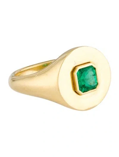 Pre-owned Jemma Wynne 18k Emerald Prive Signet Ring In Multi