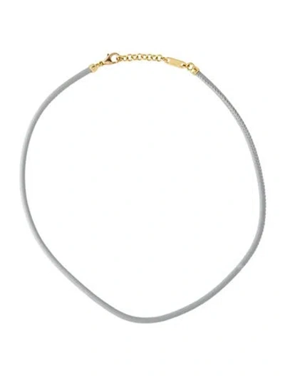 Pre-owned Jemma Wynne 18k Leather Love Notes Choker Necklace, 16" In Grey