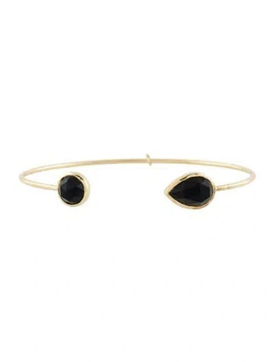 Pre-owned Jemma Wynne 18k Onyx & Diamond Cuff Bracelet, 7" In Multicolor