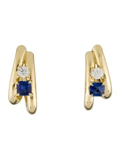 Pre-owned Jemma Wynne 18k Sapphire & Diamond Forme Arche Earrings In Multi