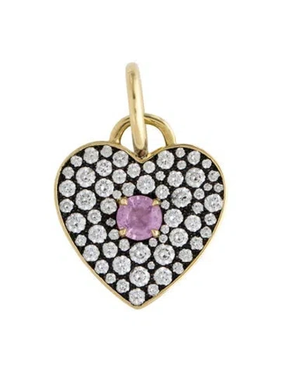Pre-owned Jemma Wynne 18k Sapphire & Diamond Heart Pendant In Multi