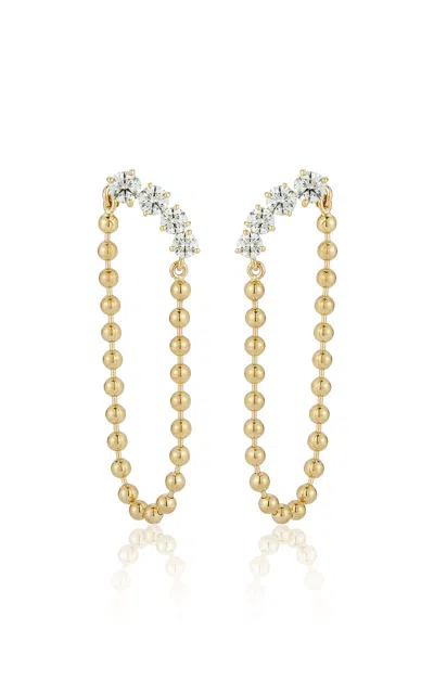 Jemma Wynne 18k Yellow Gold Connexion Diamond And Chain Loop Earrings