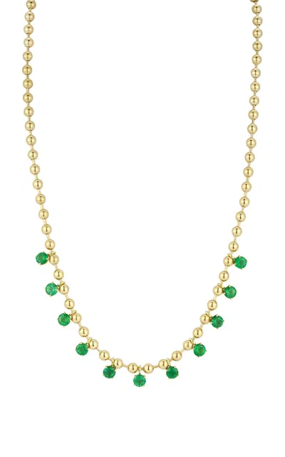 Jemma Wynne 18k Yellow Gold Connexion Emerald Fringe Necklace In Green
