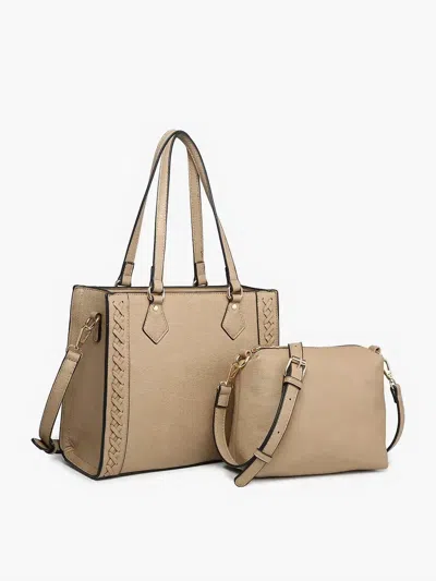 Jen & Co. Betsy Braided Crossbody Bag In Taupe In Gray