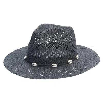 Jen & Co. Colleen Straw Hat In Black In Grey