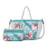 Jen & Co. Coralia Mini Neoprene Bag & Pouch Set In Tropical Green In Multi
