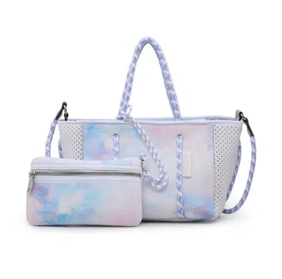 Jen & Co. Coralia Mini Neoprene Bag/pouch Set In Tie Dye In Purple