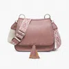 Jen & Co. Crossbody With Contrast Strap In Dark Mauve In Pink