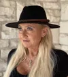 Jen & Co. Debbie Braided Trim Wide Brim Fedora Hat In Black In Black