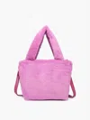 Jen & Co. Fuzzy Dual Handle Satchel Bag With Strap In Purple In Purple