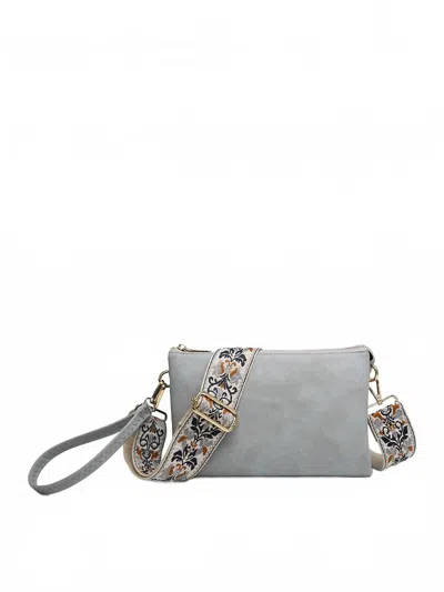 Jen & Co. Izzy Crossbody W/ Guitar Strap In Dusty Blue In Multi