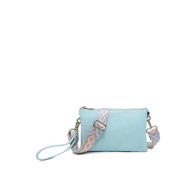 Jen & Co. Izzy Crossbody W/ Guitar Strap In Dusty Blue In Multi
