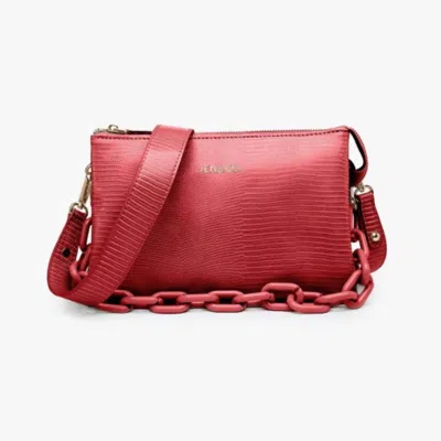 Jen & Co. Izzy Lizard Crossbody Bag With Chain Strap In Red