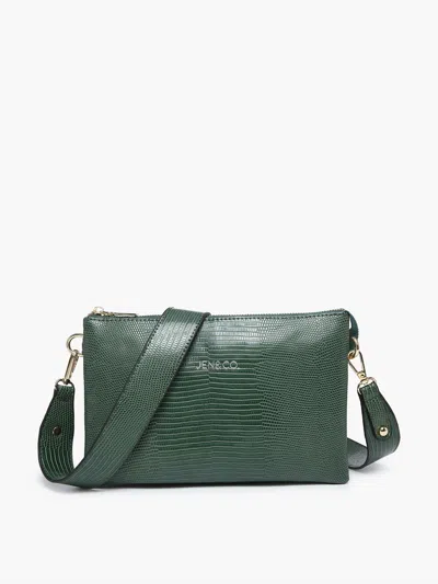 Jen & Co. Izzy Vegan Lizard Crossbody Bag In Green