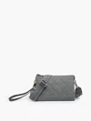 Jen & Co. Izzy Vegan Quilted Crossbody Bag In Grey Blue In Blue
