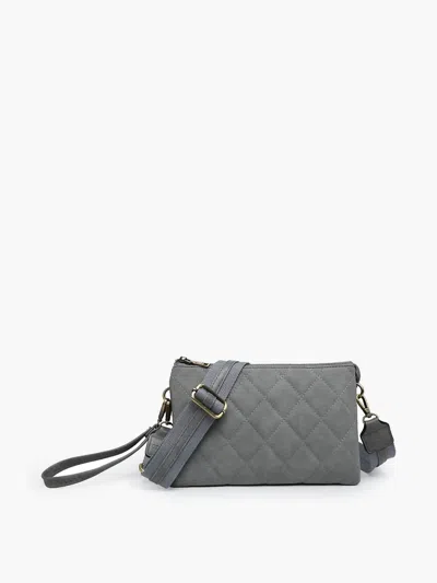 Jen & Co. Izzy Vegan Quilted Crossbody Bag In Grey Blue In Brown