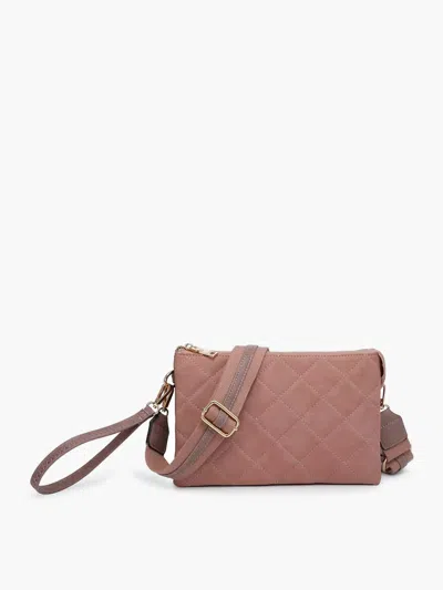 Jen & Co. Izzy Vegan Quilted Crossbody Bag In Mauve In Multi
