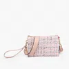 Jen & Co. Izzy Vegan Tweed Crossbody Bag In Pink In Purple