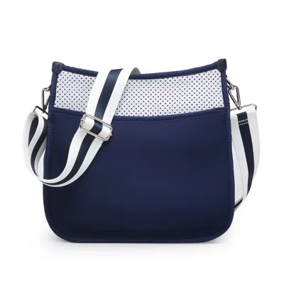 Jen & Co. Jolee Neoprene Crossbody In Navy White In Blue