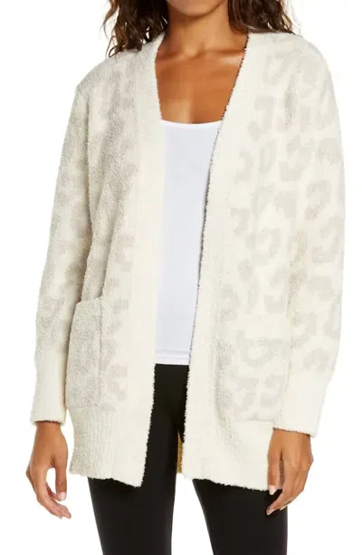 Jen & Co. Nera Printed Cardigan In Leopard Light Grey In White