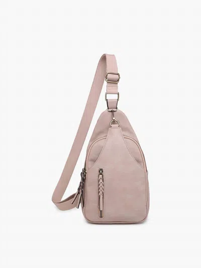 Jen & Co. Nikki Vegan Sling Pack Bag In Sand In Pink