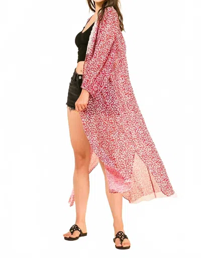 Jen & Co. Paisley Boho Kimono Wrap In Paisley-hot Pink In Multi