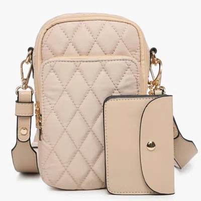 Jen & Co. Parker Quilted 3 Compartment Crossbody With Pouch In Tan In Multi