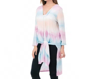 Jen & Co. Pastel Long Boho Kimono Wrap In Stripe Unicorn In Multi