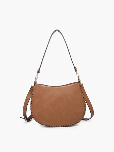 Jen & Co. Raquel Whipstitch Trim Saddle Bag In Fig