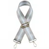 Jen & Co. Striped Adjustable Crossbody Bag Purse Guitar Strap In Taupe Silver In Neutral