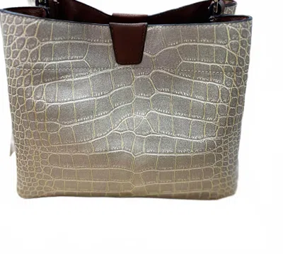 Jen & Co. Tati Croc Bag In Champagne In White