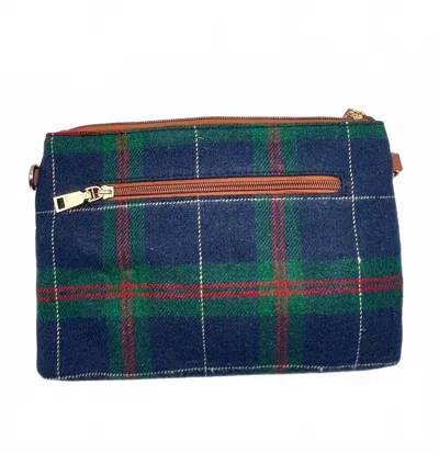 Jen & Co. The Meriam Bag In Plaid - Navy/green In Multi