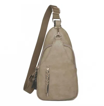 Jen & Co. The Nikki Compartment Sling Bag In Light Olive In Gray