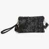 Jen & Co. Tweed Crossbody Wristlet Clutch In Black In Black