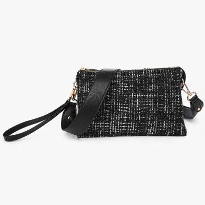 Jen & Co. Tweed Crossbody Wristlet Clutch In Black