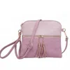 Jen & Co. Two Tone Crossbody Wristlet Front Zip Pocket Tassels In Pink In Pink