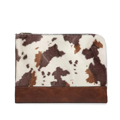 Jen & Co. Women's Adele Faux Cow Laptop Sleeve In Brown
