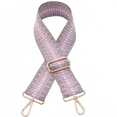 Jen & Co. Women's Adjustable Crossbody Bag Purse Guitar Strap In Grey Pink Aztec In Multi