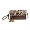 Jen & Co. Women's Appaloosa Print Flapover Tassel Crossbody Clutch Bag In Tan In Multi