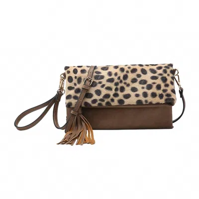 Jen & Co. Women's Appaloosa Print Flapover Tassel Crossbody Clutch Bag In Tan In Multi