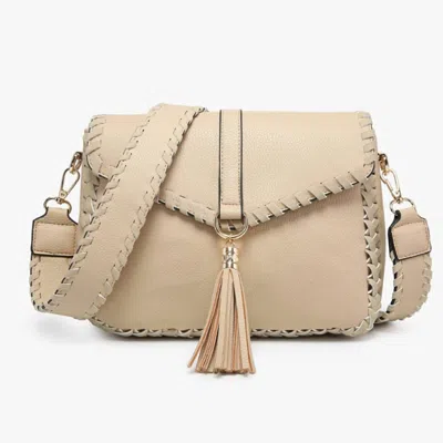 Jen & Co. Women's Cam Whipstitch Flapover Crossbody In Tan In Multi